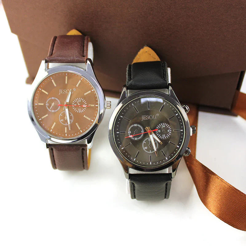 Men's Creative Packed Gift Box Watches Set Quartz Wrist Watch Belt Wallet Cufflinks Pen Suit Mens Christmas Valentine's Gifts